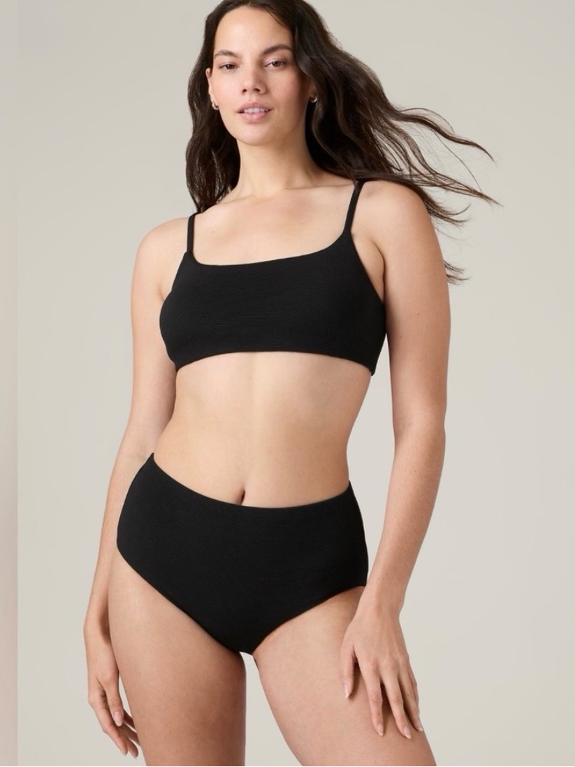 Nwt Athleta 2 Piece Scoop Pique & High Waist Swim Bottom Sz M.